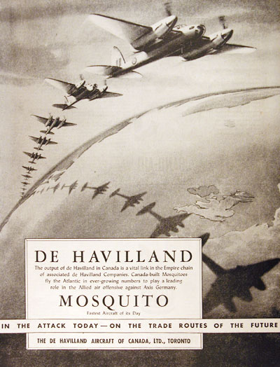 1944 DeHavilland Mosquito Vintage Ad 