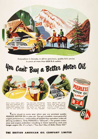 1949 BA Peerless Motor Oil Classic Ad #001413
