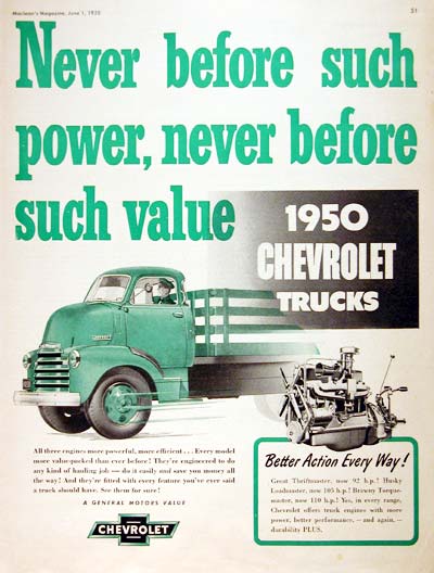 1950 Chevrolet COE Vintage Ad #001937