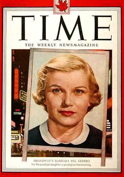 1951 Time Cover - Barbara Bel Geddes