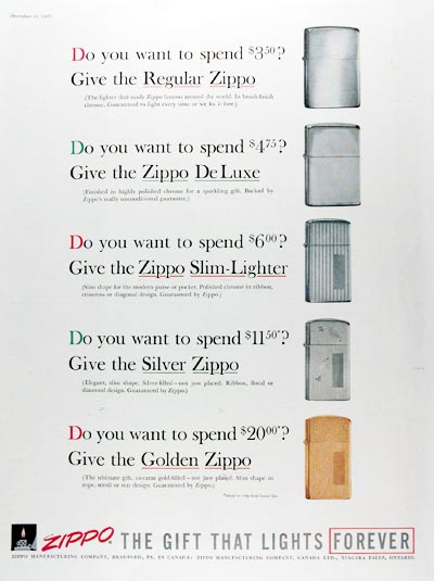 1957 Zippo Lighter Line #014653