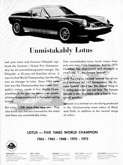 1973 Lotus Europa Special 1973 Lotus 001245