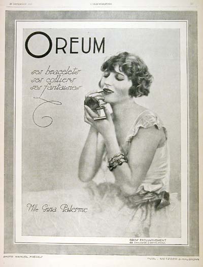1926 Oreum Jewellry Gina Palerme Vintage French Ad #000196