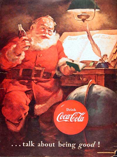 1951 Coca Cola Santa Vintage Ad  #000523