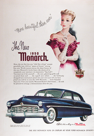1950 Ford Monarch Blue Sedan Vintage CDN Ad #025842