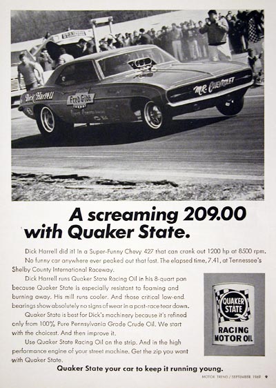 1969 Quaker State Dick Harrell #023196