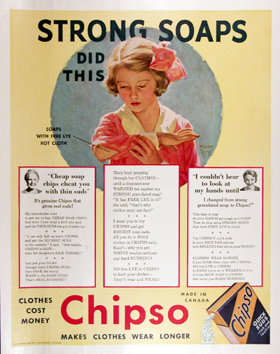 1933 Chipso Quick Suds Vintage Ad #009954